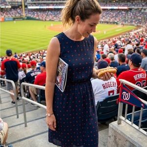 a new day Navy Dress with Red Diamond Print - Women